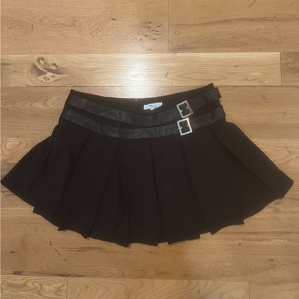 Black Mini Skirt with Buckle Details